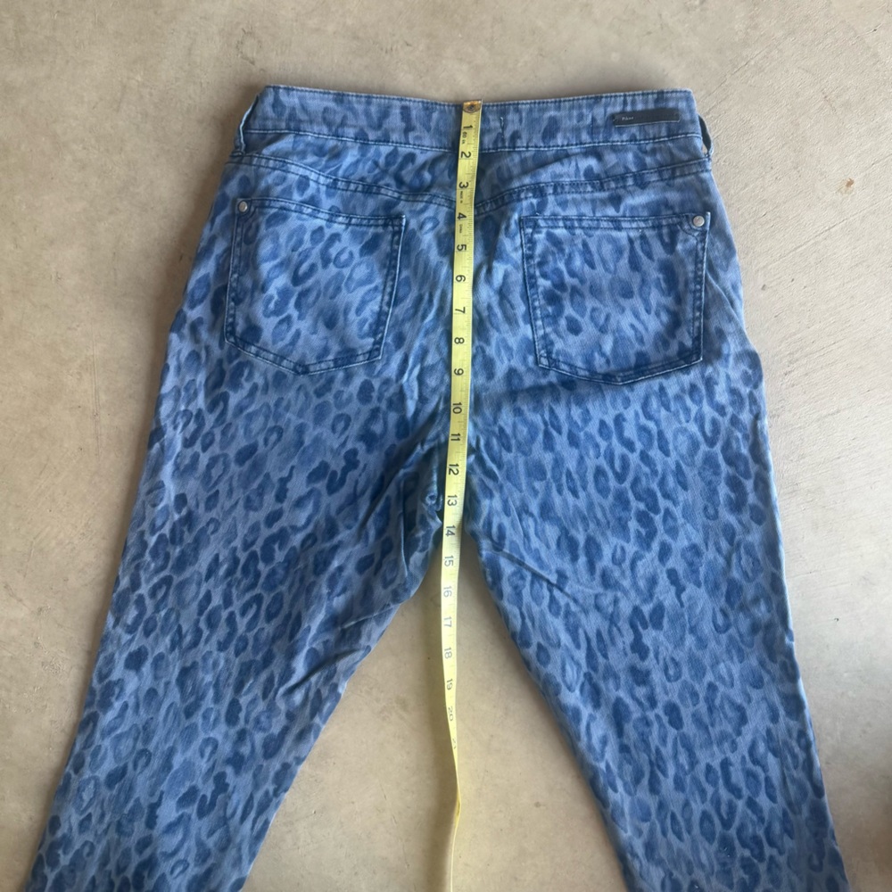 Pilcro Anthropologie Blue Leopard/cheetah Print Jeans (28) Mid Rise Skinny - Picture 9 of 16